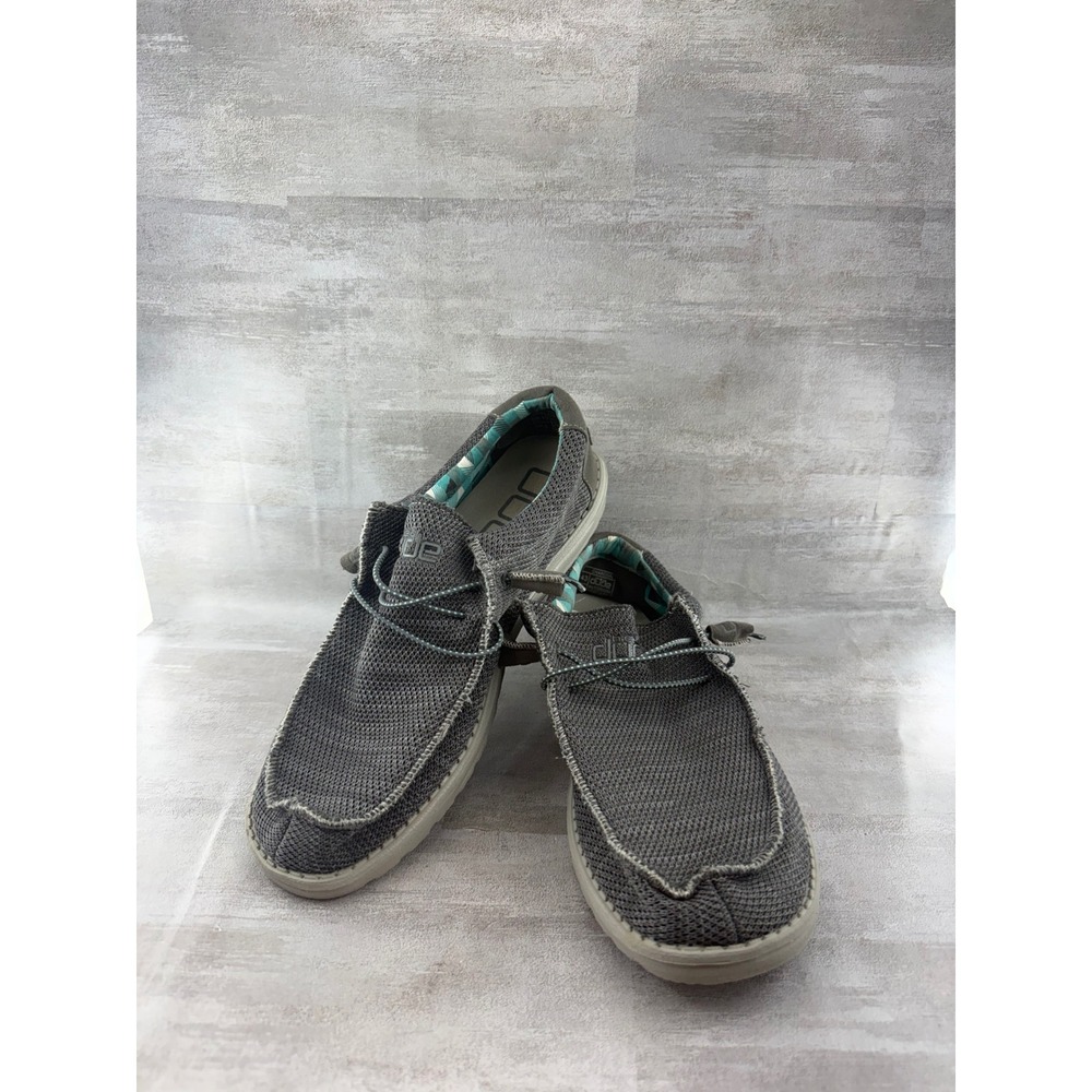 Hey Dude Wally Sox Charcoal Grey Knit Slip On Loafers Men Sz 10 11035-000